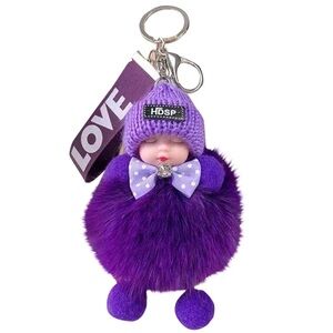 Purple Plush Keychain Toy